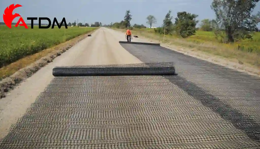 Geotextile fabric installation for road construction to stabilize subgrade and improve load distribution